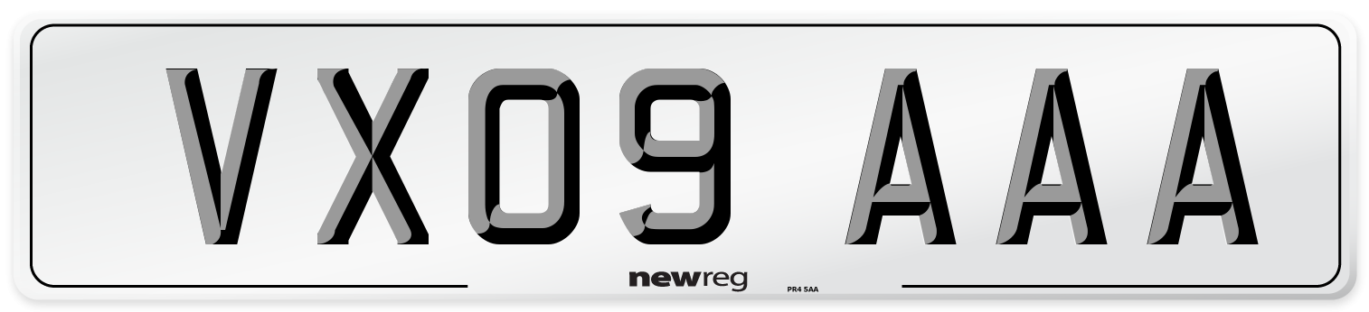 VX09 AAA Number Plate from New Reg